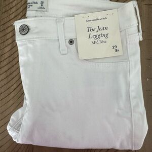 Abercrombie & Fitch Mid Rise White Jean Leggings